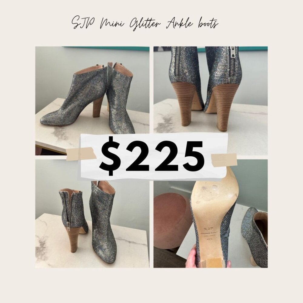 SJP Minni Glitter Ankle Boots - 40.5
